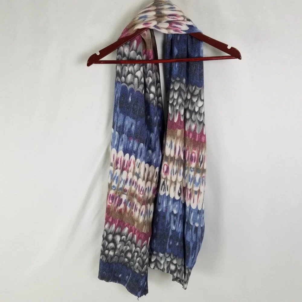 Womens Abstract Print Scarf Blue Pink Beige Viscose Polyester Fashion Accessory